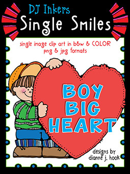 Boy Big Heart - Single Smiles Clip Art Image