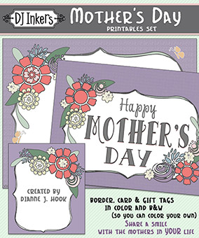 Mother's Day Card, Tags and Border Download