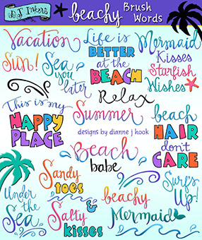 Beachy Brush Words Clip Art Download