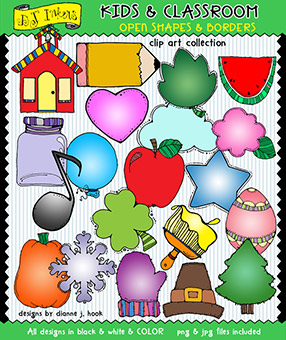 Open Shapes and Borders Clip Art - Kids and Classroom Download