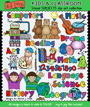 School Subjects Clip Art - Kids and Classroom Download
