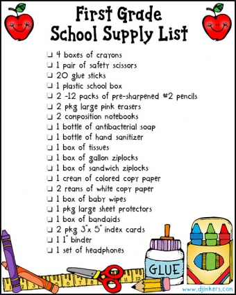 Cute school supply list made with DJ Inkers clip art