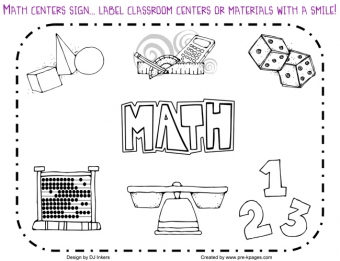 Kids math centers classroom sign made with DJ Inkers clip art