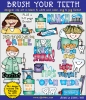 Kids hygiene clip art for brushing teeth, the dentist and losing a tooth by DJ Inkers