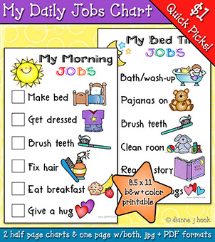 My Daily Jobs - Printable Chore Chart or Checklist Download