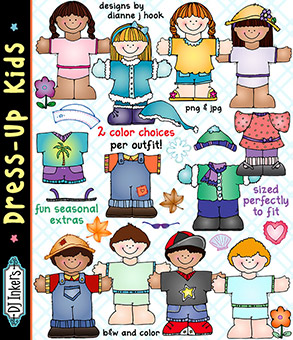 Dress-Up Kids Clip Art and Printables Download