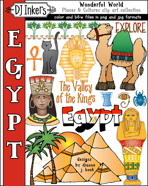 Fun clip art for ancient Egypt and world travels by DJ Inkers