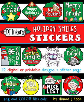 Holiday Smiles Digital Stickers Download