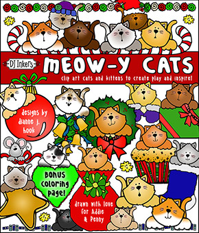 Meowy Christmas Cats Clip Art Download