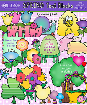 Spring Text Blocks - Clip Art Borders, Notes and Labels