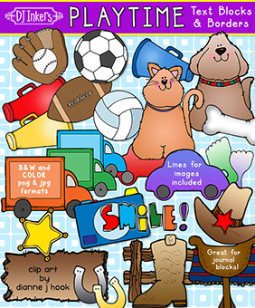 Playtime Kids Text Blocks Clip Art Borders, Notes and Labels