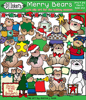 Merry Bears - Jolly Holiday Clip Art Download