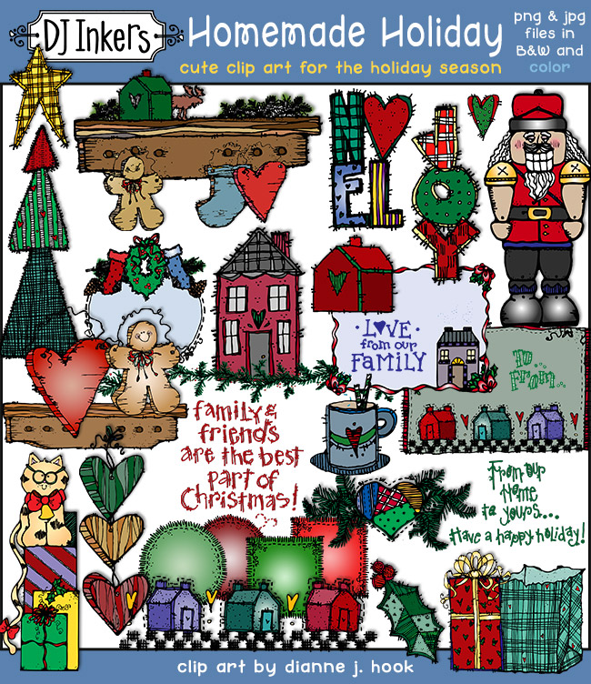 Share a heartfelt smile with DJ Inkers' Homemade Holiday Clip Art