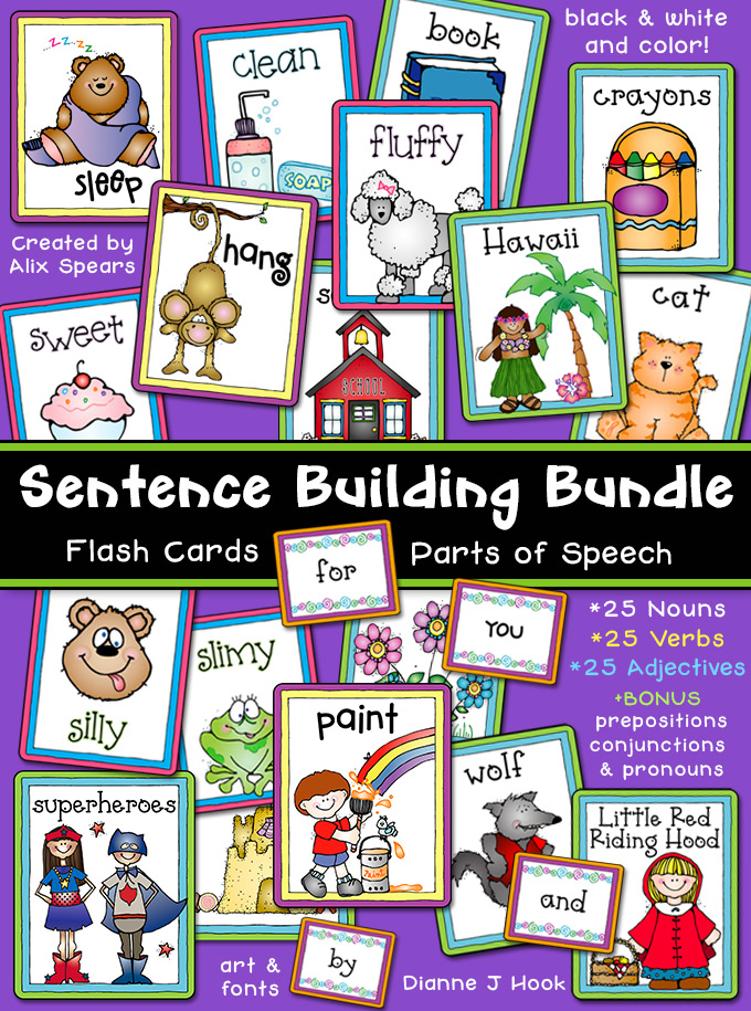 Sentence Building Bundle - Parts of Speech Flash Cards