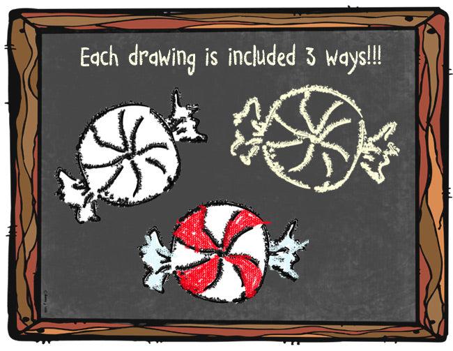 Merry Holiday Chalk & Crayon Clip Art Download