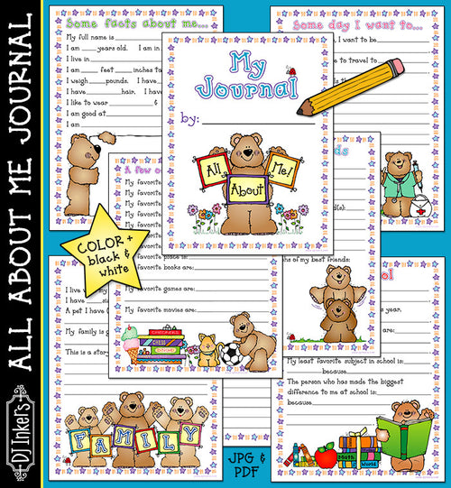 Printable Journal for kids to write all about me by DJ Inkers