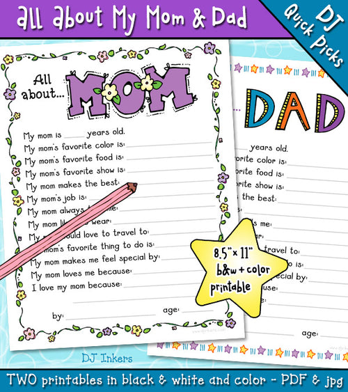 Find out how much kids know about Mom or Dad with this fun activity by DJ Inkers