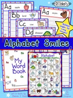 Alphabet Smiles - handwriting, letters and sounds writing pages for pre-K by DJ Inkers