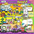Whimsical summer vacation clip art, borders and backgrounds by DJ Inkers