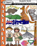Fun kids clip art for learning about Australia - the land down under - by DJ Inkers