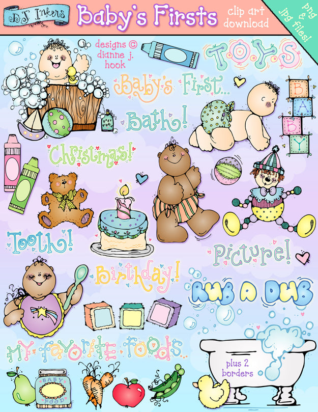 Cute baby clip art for the first year by DJ Inkers