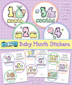 Printable baby month stickers for photo props, baby showers, memory making and baby books