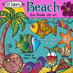 Zen Doodle Beach clip art and designs for summer vacation by DJ Inkers