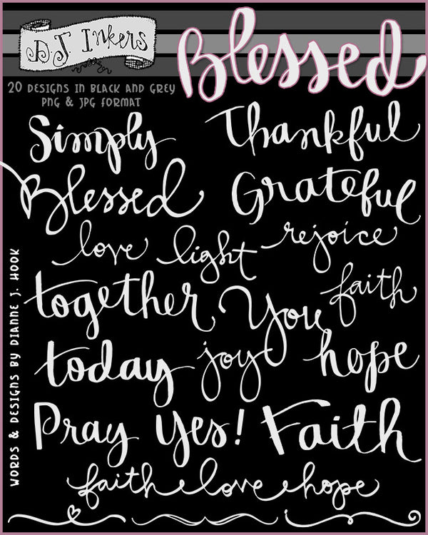 Blessed inspiring words with beautiful brush lettering by DJ Inkers
