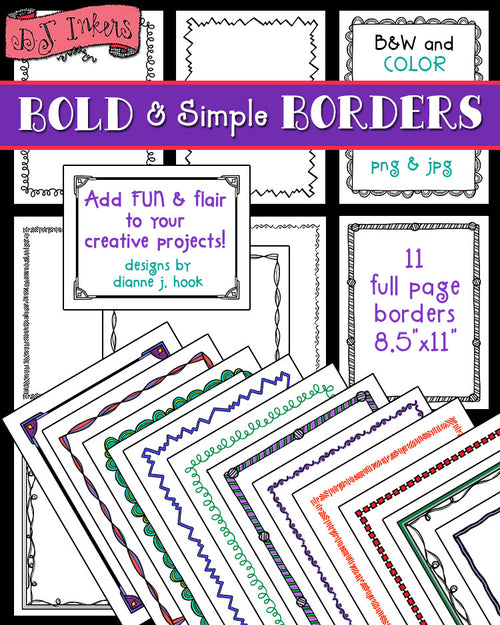 Bold and Simple Borders Clip Art by DJ Inkers