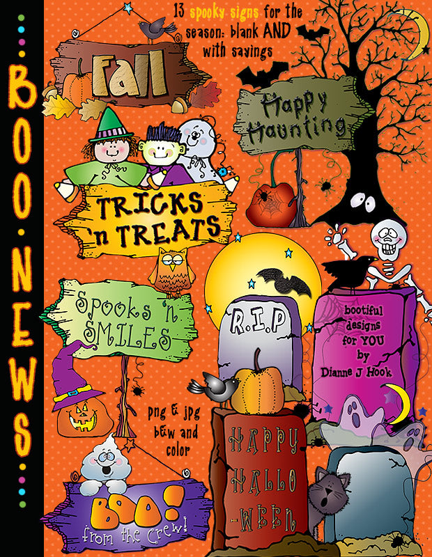 Halloween signs and clip art text blocks by DJ Inkers