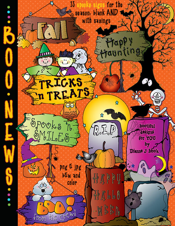 Halloween signs and clip art text blocks by DJ Inkers