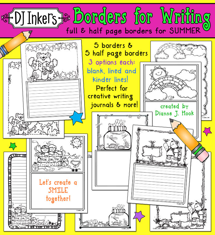 Borders for Writing Collection - 6 Download Bundle