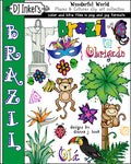 Fun kids clip art for Brazil, South America and the Amazon rainforest by DJ Inkers