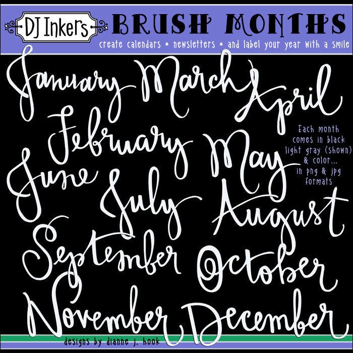 All 12 months in hand drawn brush lettering by DJ Inkers