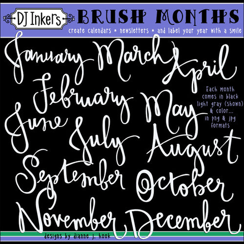 All 12 months in hand drawn brush lettering by DJ Inkers