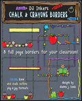 Chalk & Crayons clip art borders for school and teachers by DJ Inkers