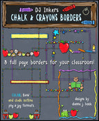 Chalk & Crayons clip art borders for school and teachers by DJ Inkers