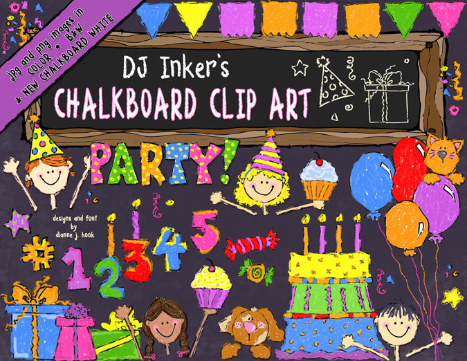 Chalk & Crayon Kids Clip Art Collection - 14 Download Bundle