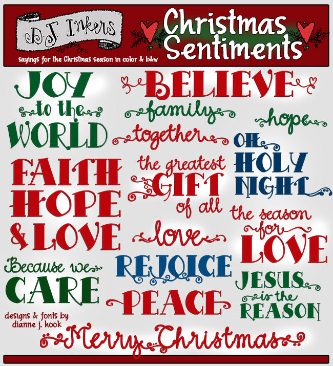 Christmas sayings and sentiments clip art for the holidays by DJ Inkers
