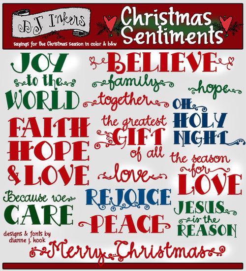 Christmas sayings and sentiments clip art for the holidays by DJ Inkers