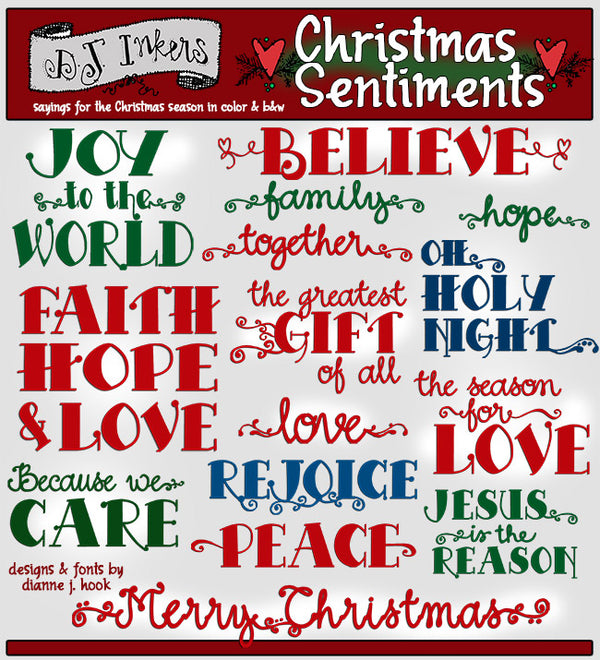 Christmas sayings and sentiments clip art for the holidays by DJ Inkers