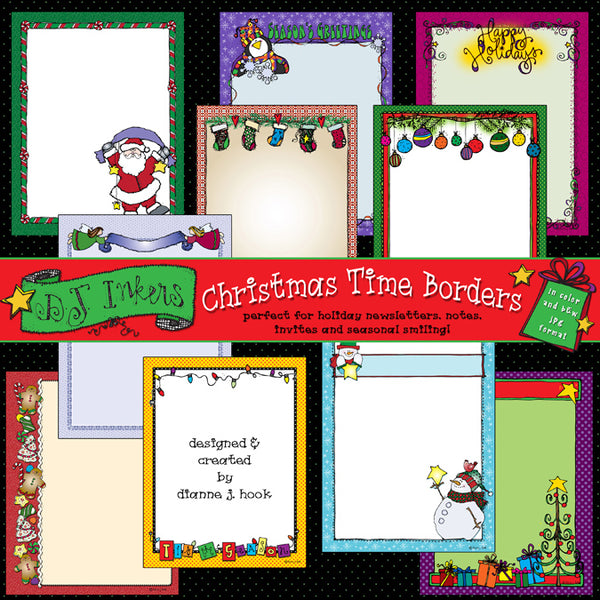 10 darling clip art borders for Christmas by DJ Inkers