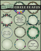 Circle Frames Spring Clip Art Wreaths and Text Blocks by DJ Inkers