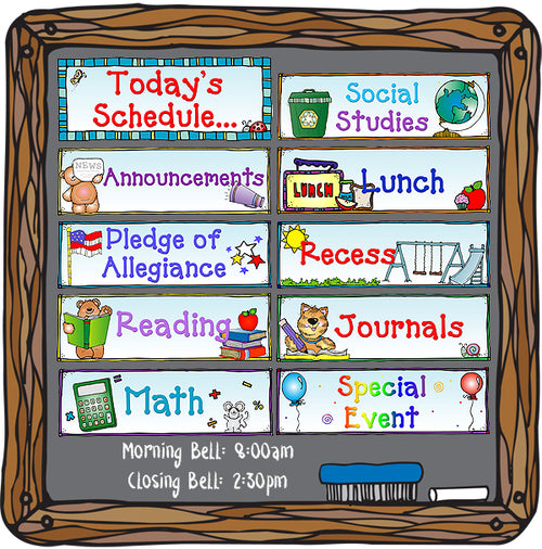 Classroom schedule cards for lesson plans and bulletin boards by DJ Inkers