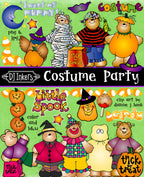 Fun Costume Party clip art for Halloween and dress-up kids by DJ Inkers