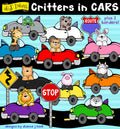 Cute clip art critters in colorful cars by DJ Inkers.  Perfect for teachers, bulletin boards and learning colors.