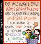 This cute lettering will remind you of Alphabet Soup!  Font by DJ Inkers