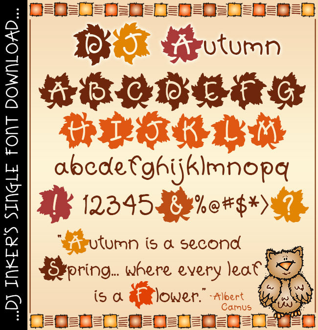 A fun fall font full of autumn leaves by DJ Inkers