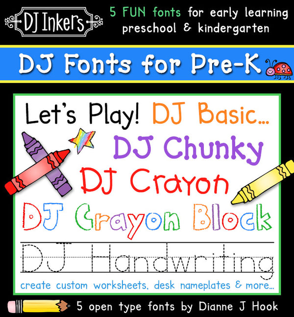 Fonts for preschool and kindergarten teachers and kids by DJ Inkers