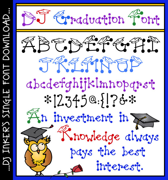DJ Graduation hat font dot lettering by DJ Inkers